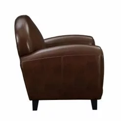 Rendez Vous Déco Fauteuils Fauteuil Marron En Croute De Cuir Enduite -Chaise Soldes Magasin fauteuil marron en croute de cuir enduite 5