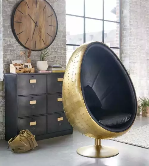 Maisons Du Monde Fauteuils Fauteuil œuf Indus En Cuir Noir 6 Maisons Du Monde Fauteuils Fauteuil œuf Indus En Cuir Noir – Image 6