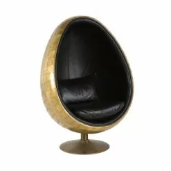 Maisons Du Monde Fauteuils Fauteuil œuf Indus En Cuir Noir