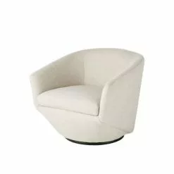 Maisons Du Monde Fauteuils Fauteuil Pivotant Blanc Chiné Et Pin