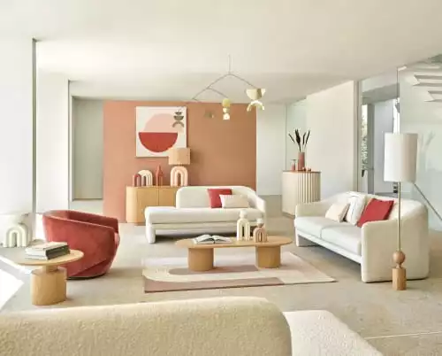 Maisons Du Monde Fauteuils Fauteuil Pivotant Blanc Chiné Et Pin 5 Maisons Du Monde Fauteuils Fauteuil Pivotant Blanc Chiné Et Pin – Image 5