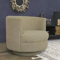 Now’s Home Fauteuils Fauteuil Pivotant En Lin Beige -Chaise Soldes Magasin fauteuil pivotant en lin beige 2