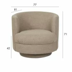 Now’s Home Fauteuils Fauteuil Pivotant En Lin Beige -Chaise Soldes Magasin fauteuil pivotant en lin beige 3