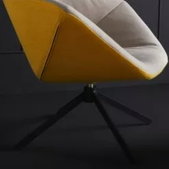 Signature Fauteuils Fauteuil Pivotant En Tissu Bicolore - Taupe Et Jaune -Chaise Soldes Magasin fauteuil pivotant en tissu bicolore taupe et jaune 2