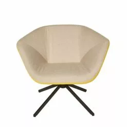 Signature Fauteuils Fauteuil Pivotant En Tissu Bicolore - Taupe Et Jaune -Chaise Soldes Magasin fauteuil pivotant en tissu bicolore taupe et jaune 3