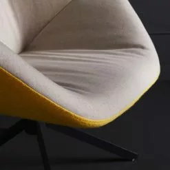 Signature Fauteuils Fauteuil Pivotant En Tissu Bicolore - Taupe Et Jaune -Chaise Soldes Magasin fauteuil pivotant en tissu bicolore taupe et jaune 4