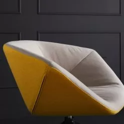 Signature Fauteuils Fauteuil Pivotant En Tissu Bicolore - Taupe Et Jaune -Chaise Soldes Magasin fauteuil pivotant en tissu bicolore taupe et jaune 5