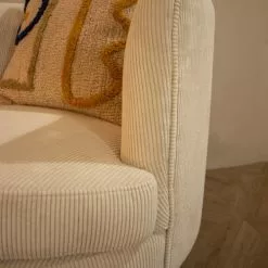 Now’s Home Fauteuils Fauteuil Pivotant En Velours Cotelé écru -Chaise Soldes Magasin fauteuil pivotant en velours cotele ecru 3