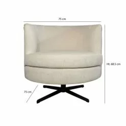 Now’s Home Fauteuils Fauteuil Pivotant En Velours Cotelé écru -Chaise Soldes Magasin fauteuil pivotant en velours cotele ecru 5