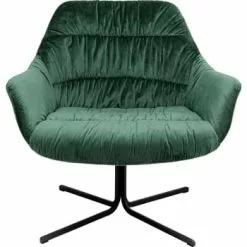 Kare Design Fauteuils Fauteuil Pivotant En Velours Jaune Et Acier -Chaise Soldes Magasin fauteuil pivotant en velours vert et acier
