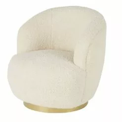 Maisons Du Monde Fauteuils Fauteuil Pivotant Imitation Fourrure écrue