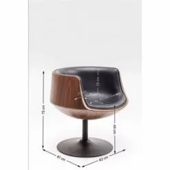 Kare Design Fauteuils Fauteuil Pivotant Noir Et Marron -Chaise Soldes Magasin fauteuil pivotant noir et marron 4