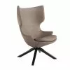 Angel Cerda Fauteuils Fauteuil Pivotant Skai Taupe Avec Pieds En Bois Noir Couleur Wengé