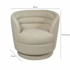 Now’s Home Fauteuils Fauteuil Pivotant Tissu En Bouclette Beige -Chaise Soldes Magasin fauteuil pivotant tissu en bouclette beige 4