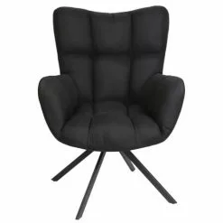 Altobuy Fauteuils Fauteuil Pivotant Tissu Noir Et Pieds Métal -Chaise Soldes Magasin fauteuil pivotant tissu noir et pieds metal 2