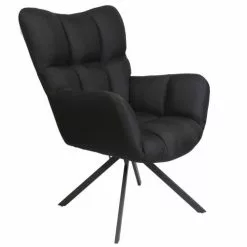 Altobuy Fauteuils Fauteuil Pivotant Tissu Noir Et Pieds Métal