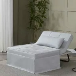 Concept Usine Fauteuils Fauteuil Pouf Ottoman Gris 3 En 1 En Tissu Gris Clair -Chaise Soldes Magasin fauteuil pouf ottoman gris 3 en 1 en tissu gris clair 2
