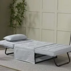 Concept Usine Fauteuils Fauteuil Pouf Ottoman Gris 3 En 1 En Tissu Gris Clair -Chaise Soldes Magasin fauteuil pouf ottoman gris 3 en 1 en tissu gris clair 3