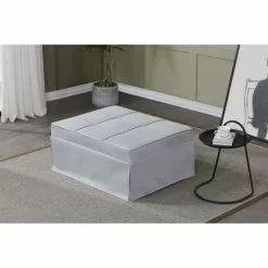 Concept Usine Fauteuils Fauteuil Pouf Ottoman Gris 3 En 1 En Tissu Gris Clair -Chaise Soldes Magasin fauteuil pouf ottoman gris 3 en 1 en tissu gris clair 5