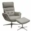 My New Design Fauteuils Fauteuil Relax Avec Pouf Base étoile Aluminium - Cuir Beige