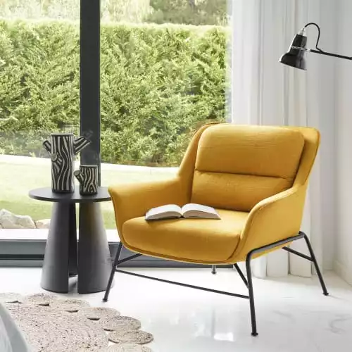 TEULAT Fauteuils Fauteuil Rembourré En Moutarde Et Pied En Métal 2 TEULAT Fauteuils Fauteuil Rembourré En Moutarde Et Pied En Métal – Image 2