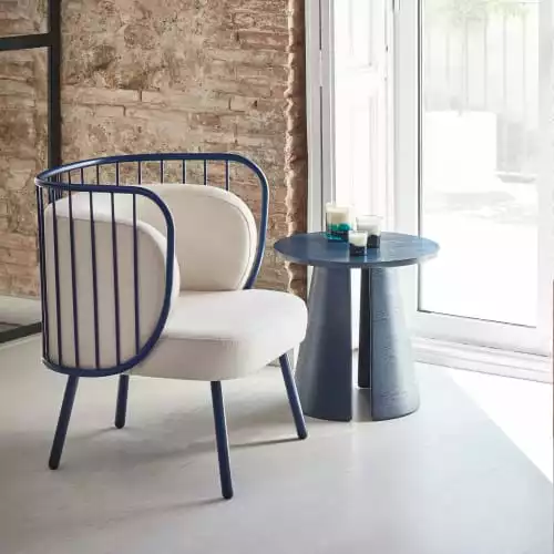 TEULAT Fauteuils Fauteuil Rembourré Et Structure Métallique En Bleu Foncé 2 TEULAT Fauteuils Fauteuil Rembourré Et Structure Métallique En Bleu Foncé – Image 2