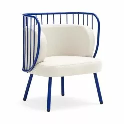 TEULAT Fauteuils Fauteuil Rembourré Et Structure Métallique En Bleu Foncé