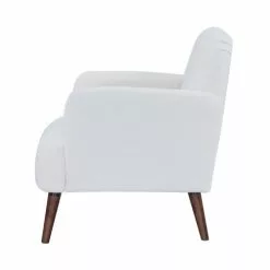 Drawer Fauteuils Fauteuil Rétro En Tissu Bouclette Pieds Bois Foncé Ecru -Chaise Soldes Magasin fauteuil retro en tissu bouclette pieds bois fonce ecru 3
