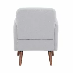 Drawer Fauteuils Fauteuil Rétro En Tissu Bouclette Pieds Bois Foncé Gris Clair -Chaise Soldes Magasin fauteuil retro en tissu bouclette pieds bois fonce gris clair 3