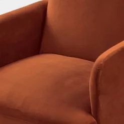 Drawer Fauteuils Fauteuil Rétro Velours Rouille -Chaise Soldes Magasin fauteuil retro velours rouille 3