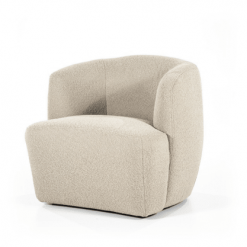 Meubles & Design Fauteuils Fauteuil Rond Avec Accoudoirs En Tissu Beige