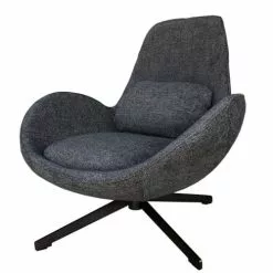 Mathi Design Fauteuils Fauteuil Rotatif En Tissu Gris