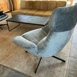 Mathi Design Fauteuils Fauteuil Rotatif En Velours Bleu -Chaise Soldes Magasin fauteuil rotatif en velours bleu 3