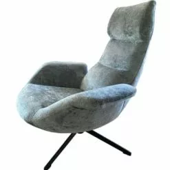 Mathi Design Fauteuils Fauteuil Confortable En Tissu Gris Clair -Chaise Soldes Magasin fauteuil rotatif en velours bleu 5
