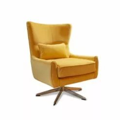 PIB Fauteuils Fauteuil Rotatif En Velours Jaune