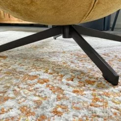 Mathi Design Fauteuils Fauteuil Rotatif En Velours Moutarde -Chaise Soldes Magasin fauteuil rotatif en velours moutarde 2