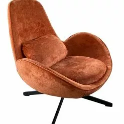 Mathi Design Fauteuils Fauteuil Rotatif En Velours Orange