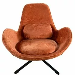 Mathi Design Fauteuils Fauteuil Rotatif En Velours Orange -Chaise Soldes Magasin fauteuil rotatif en velours orange 6