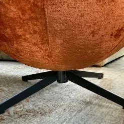 Mathi Design Fauteuils Fauteuil Rotatif En Velours Orange -Chaise Soldes Magasin fauteuil rotatif en velours orange 8