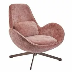 Mathi Design Fauteuils Fauteuil Rotatif En Tissu Gris -Chaise Soldes Magasin fauteuil rotatif en velours rose 6