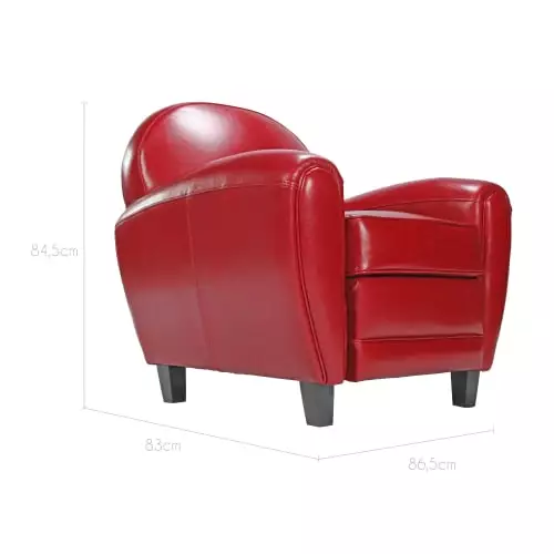 Rendez Vous Déco Fauteuils Fauteuil Rouge En Croute De Cuir Enduite 2 Rendez Vous Déco Fauteuils Fauteuil Rouge En Croute De Cuir Enduite – Image 2