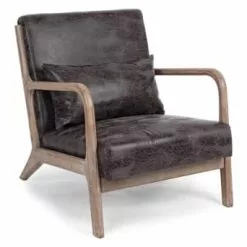 Mathi Design Fauteuils Fauteuil Scandinave Tissu Crème -Chaise Soldes Magasin fauteuil scandinave marron aspect cuir vintage