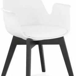 Kokoon Design Fauteuils Fauteuil Scandinave Rembourré Assise Blanc Pieds Noir