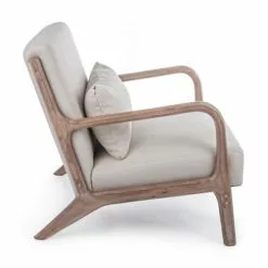 Mathi Design Fauteuils Fauteuil Scandinave Tissu Crème -Chaise Soldes Magasin fauteuil scandinave tissu creme 2