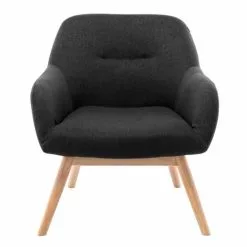 Moloo Fauteuils Fauteuil Tissu Gris Foncé Pieds Bois -Chaise Soldes Magasin fauteuil tissu gris fonce pieds bois 4