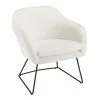MACABANE Fauteuils Fauteuil Urban Tissu Bouclette Blanc Pieds évasés Métal Noir