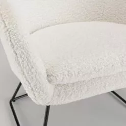 MACABANE Fauteuils Fauteuil Urban Tissu Bouclette Blanc Pieds évasés Métal Noir -Chaise Soldes Magasin fauteuil urban tissu bouclette blanc pieds evases metal noir 4