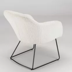 MACABANE Fauteuils Fauteuil Urban Tissu Bouclette Blanc Pieds évasés Métal Noir -Chaise Soldes Magasin fauteuil urban tissu bouclette blanc pieds evases metal noir 5