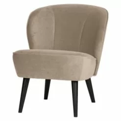 Woood Fauteuils Fauteuil Velours Beige -Chaise Soldes Magasin fauteuil velours beige 2