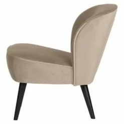 Woood Fauteuils Fauteuil Velours Beige -Chaise Soldes Magasin fauteuil velours beige 3
